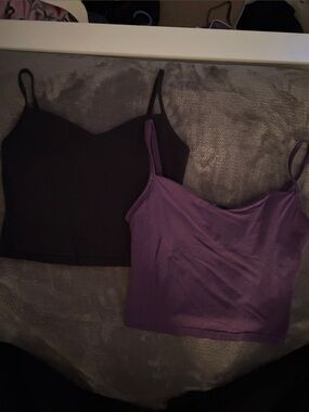 Moda International Spaghetti Strap Crop Tops in Black and Purple